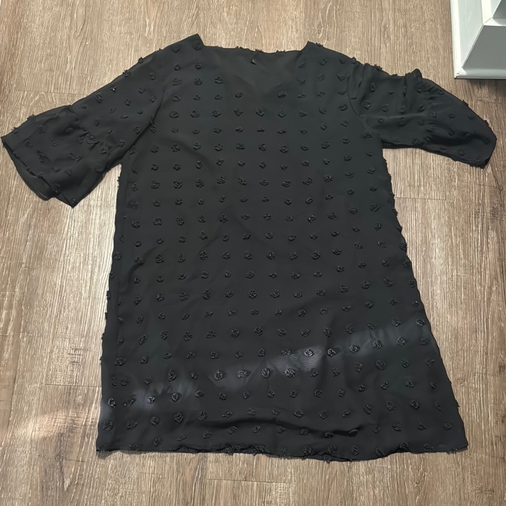 Black 3/4 Sleeve Boxy Tunic Dress